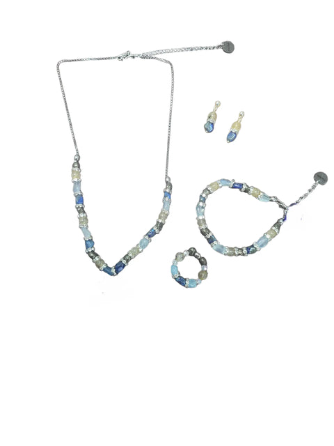 The Hope Collection Gemstone Jewelry | Lapis & Aquamarine Sterling Silver Cancer Charity Jewelry Set | Sterling Silver Michelle Marie Boutique  Jewelry Sets