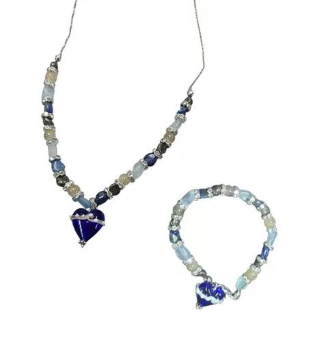 The Hope Collection Gemstone Jewelry | Lapis & Aquamarine Sterling Silver Cancer Charity Jewelry Set | Sterling Silver Michelle Marie Boutique  Jewelry Sets