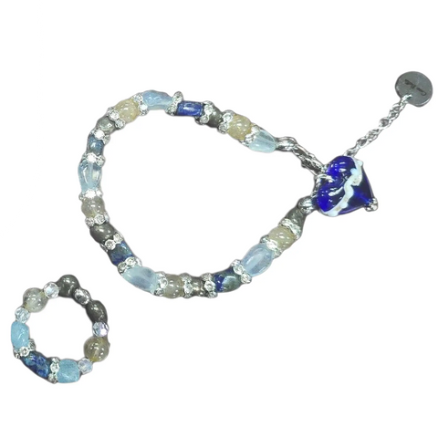 The Hope Collection Gemstone Jewelry | Lapis & Aquamarine Sterling Silver Cancer Charity Jewelry Set | Sterling Silver Michelle Marie Boutique  Jewelry Sets