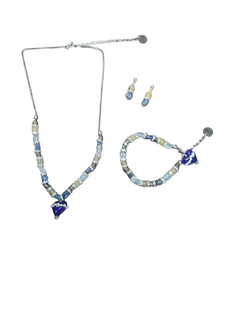 The Hope Collection Gemstone Jewelry | Lapis & Aquamarine Sterling Silver Cancer Charity Jewelry Set | Sterling Silver Michelle Marie Boutique  Jewelry Sets