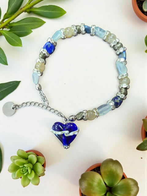 The Hope Collection Gemstone Jewelry | Lapis & Aquamarine Sterling Silver Cancer Charity Jewelry Set | Sterling Silver Michelle Marie Boutique  Jewelry Sets