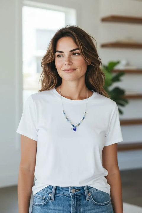 The Hope Collection Gemstone Jewelry | Lapis & Aquamarine Sterling Silver Cancer Charity Jewelry Set | Sterling Silver Michelle Marie Boutique  Jewelry Sets