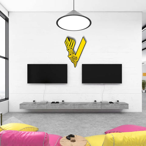 The Nordic Viking Wall Art - Black & Yellow - Decorative Wall Sign - Made in USA Chatelet Manufacturing 