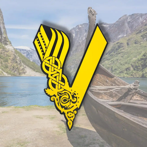 The Nordic Viking Wall Art - Black & Yellow - Decorative Wall Sign - Made in USA Chatelet Manufacturing 