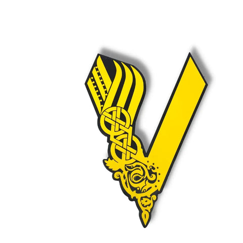 The Nordic Viking Wall Art - Black & Yellow - Decorative Wall Sign - Made in USA Chatelet Manufacturing 