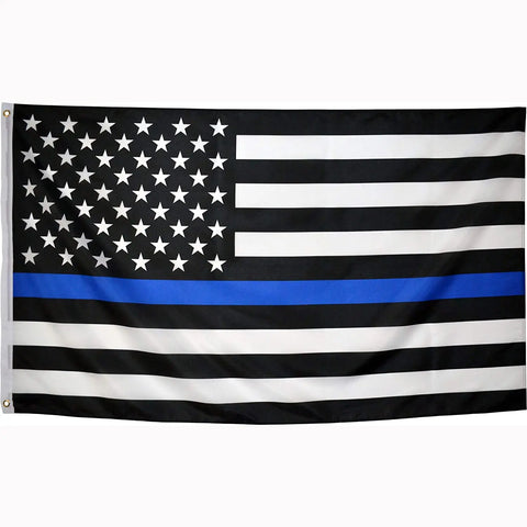 Thin Blue Line Tribute Flag – Law Enforcement Support Banner | Made in USA Freedom Flag and Pole 