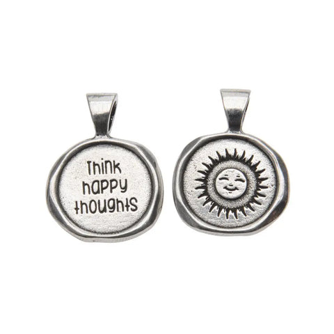 Think Happy Thoughts Pewter Charm Pendant – Handcrafted Positive Affirmation Jewelry | Made in USA Whitney Howard Designs  Wax Seals