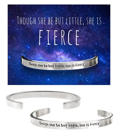 Though She Be But Little She Is Fierce Engraved Pewter Cuff Bracelet – Handmade Inspirational Jewelry | Made in USA Whitney Howard Designs  Cuff Bracelets