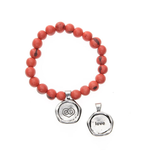 Tiger Red Acai Seed Beaded Bracelet – Handcrafted Inspirational Wax Seal Charm | Made in USA Whitney Howard Designs  Wax Seals Acai Seeds of Life