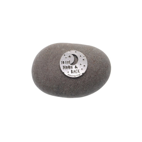 To The Moon & Back Meditation Stone – Handcrafted River Rock With Pewter Charm | Made in USA Gift of Infinite Love and Devotion Whitney Howard Designs  Meditation Stones