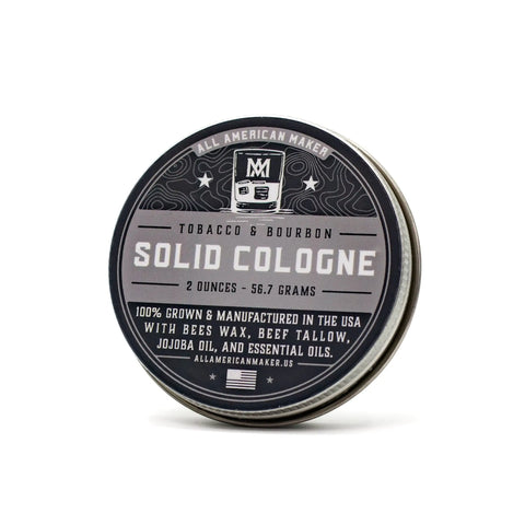 Tobacco Bourbon Solid Cologne 2oz – Hand Poured USA Made Tin All American Maker 