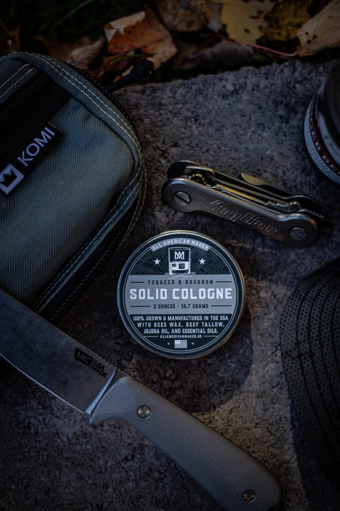 Tobacco Bourbon Solid Cologne 2oz – Hand Poured USA Made Tin All American Maker 