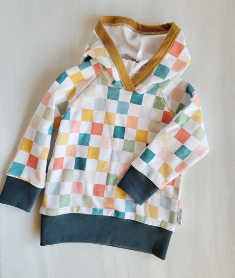 Toddler Multicolor Checked Midweight Hoodie – Soft French Terry Fabric | Made in USA Kids Apparel Adventure Clothes Company  Kids Hoodie