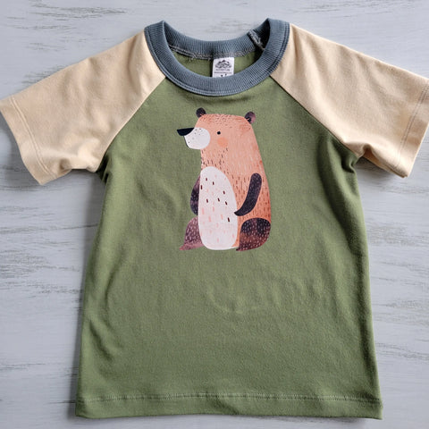 Toddler Organic Cotton Graphic Green Tee – Chicken Design – Soft Stretch Jersey | Made in USA Adventure Clothes Company 
