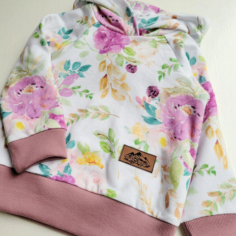 Toddler Pink Floral Hoodie – Soft Cotton Kids Pullover | Made in USA Cozy Baby Sweatshirt Adventure Clothes Company  Kids Hoodie