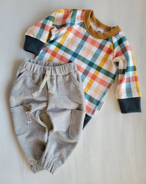 Toddler Plaid French Terry Sweatshirt – Midweight Pullover with Rib Cuffs | Made in USA Apparel Adventure Clothes Company  Kids Hoodie