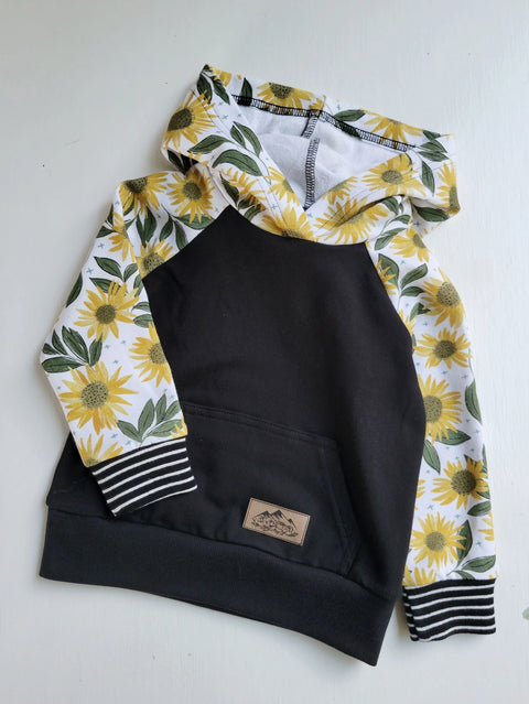 Toddler Sunflower Print Hoodie – Soft Mid-Weight French Terry Kids Pullover | Made in USA Adventure Clothes Company  Kids Hoodie