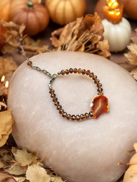 Topaz Crystal and Brown Agate Stretch Bracelet 7 Inch with Extender – Elegant Jewelry | Handmade in USA Michelle Marie Boutique  Gemstone bracelets