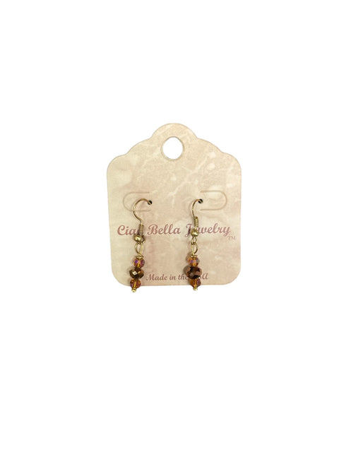 Topaz and Brown Trio Dangle Earrings – Gold-Plated Lightweight Jewelry | Handmade in USA Michelle Marie Boutique  Earrings