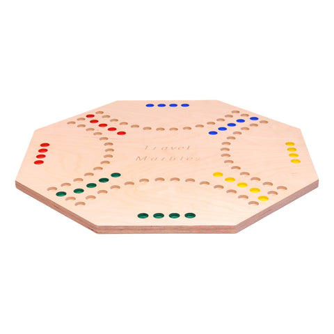 Travel Marble Chase Game Set 23.75 Inch – Double-Sided Family Board Game with Cards | Made in USA by Amish Family Amish Toy Box  Board Game