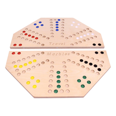 Travel Marble Chase Game Set 23.75 Inch – Double-Sided Family Board Game with Cards | Made in USA by Amish Family Amish Toy Box  Board Game