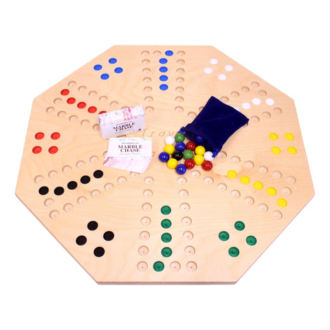 Travel Marble Chase Game Set 23.75 Inch – Double-Sided Family Board Game with Cards | Made in USA by Amish Family Amish Toy Box  Board Game