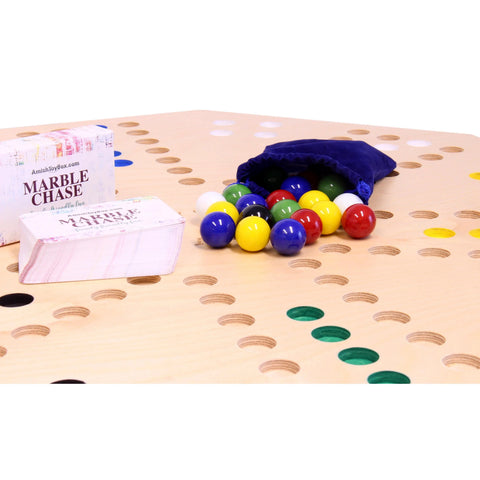 Travel Marble Chase Game Set 23.75 Inch – Double-Sided Family Board Game with Cards | Made in USA by Amish Family Amish Toy Box  Board Game