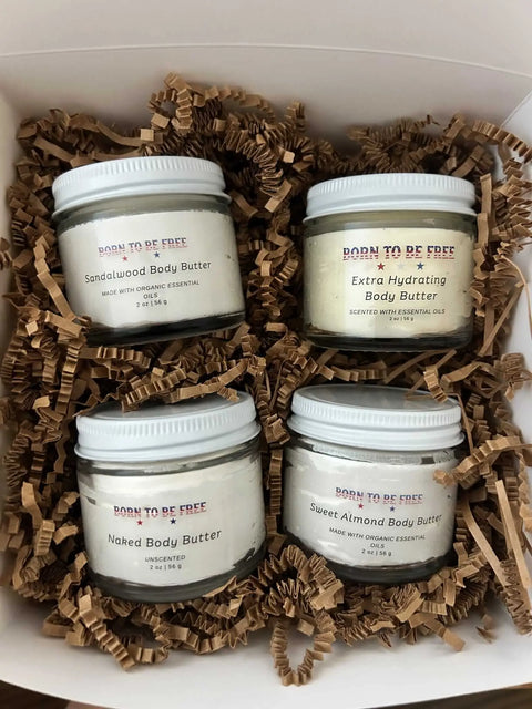 Travel-Sized Natural Body Butter Set 2oz – Hydrating Skin Care Collection | Made in USA Born to be Free  Body Butter
