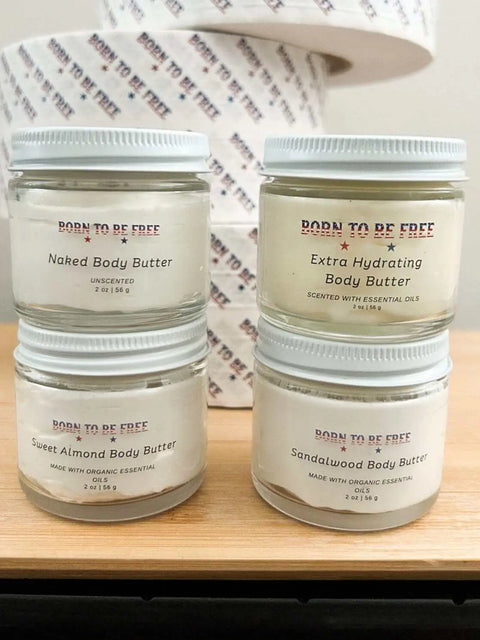 Travel-Sized Natural Body Butter Set 2oz – Hydrating Skin Care Collection | Made in USA Born to be Free  Body Butter