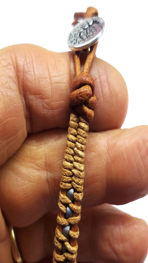 Tree of Life Leather Wrap Bracelet – Brown Gray Seed Beads | Made in USA Alexa Martha Designs  Bracelet