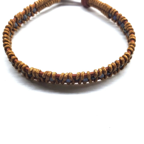Tree of Life Leather Wrap Bracelet – Brown Gray Seed Beads | Made in USA Alexa Martha Designs  Bracelet