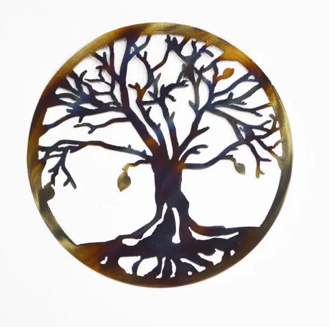 Tree of Life Metal Wall Art – Handcrafted Circular Nature Decor | Made in USA Knights Home Decor  item