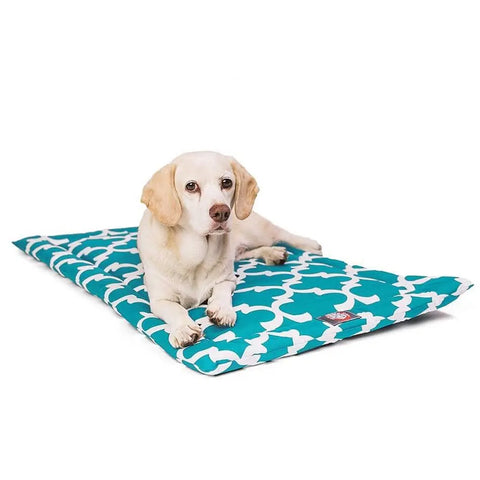 Trellis Pattern Dog Crate Mat – Plush Polyester Cotton Blend | Made in USA Majestic Pet