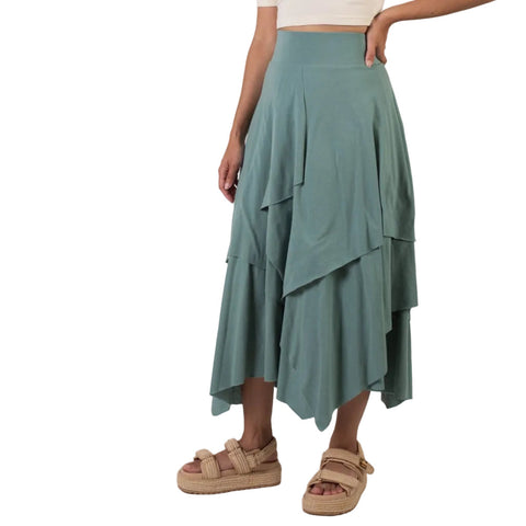 Bohemian Layered Organic Cotton Skirt – Lightweight Jersey – Made in USA Spiritex | Sustainable Apparel  Women's Skirts