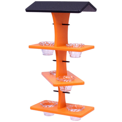 Triple Deck Oriole Jelly Feeder  – Eco-Friendly Poly Lumber | Amish-Made in USA Backyard Bird Station Amish Toy Box  Bird Feeder