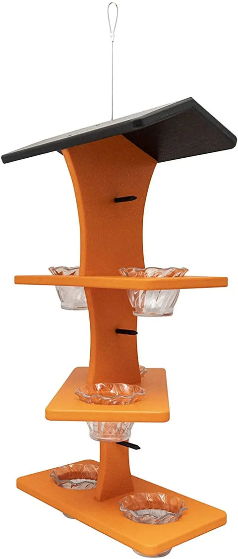 Triple Deck Oriole Jelly Feeder  – Eco-Friendly Poly Lumber | Amish-Made in USA Backyard Bird Station Amish Toy Box  Bird Feeder