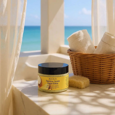 Tropical Escape Exfoliating Sugar Scrub 5.9 Oz – Invigorating Coconut Pineapple Blend | Made in USA Bath Bums  Sugar Scrubs