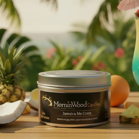 Tropical Soy Candle Tin 7oz – Jamaica Me Crazy Fragrance Blend | Handcrafted Home Fragrance Made in USA MorninWood Candles  Candles