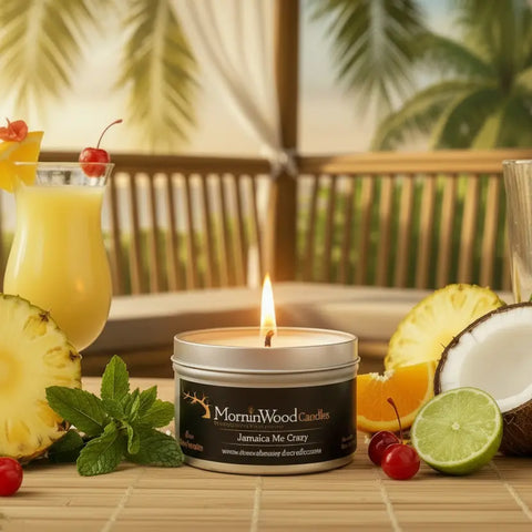 Tropical Soy Candle Tin 7oz – Jamaica Me Crazy Fragrance Blend | Handcrafted Home Fragrance Made in USA MorninWood Candles  Candles