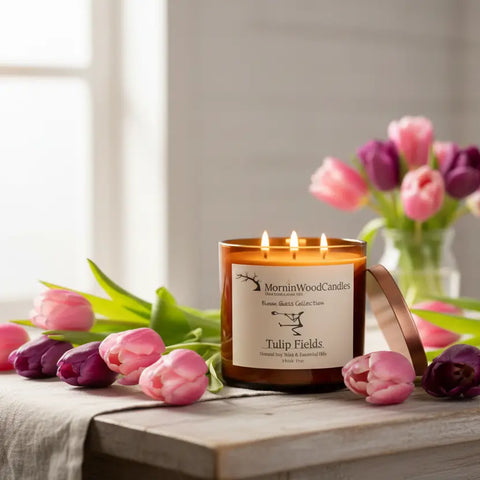Tulip Fields Soy Candle 17 Oz – Hand Poured 3-Wick Home Fragrance | Crafted in USA by MorninWood MorninWood Candles  3 Wick Candle