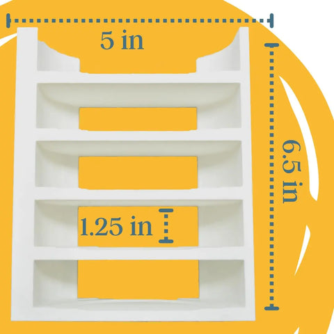 Chatelet Manufacturing’s Lid Organizer Rack, made in the USA, features five shelves (5 wide, 6.5 tall, 1.25 between shelves) for organizing Yeti Rambler and tumbler lids plus metal straws—perfect storage for all sizes!.