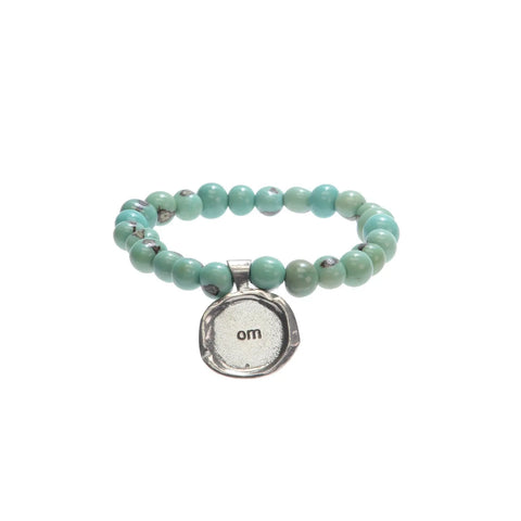 Turquoise Acai Seed Beaded Bracelet With Customizable Pewter Wax Seal Charm – Handmade | Made in USA Whitney Howard Designs  Wax Seals Acai Seeds of Life