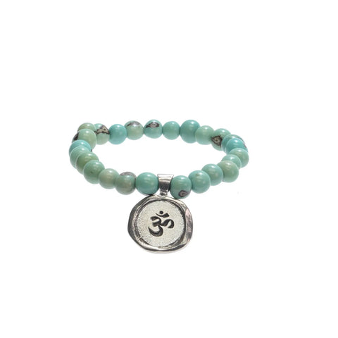 Turquoise Acai Seed Beaded Bracelet With Customizable Pewter Wax Seal Charm – Handmade | Made in USA Whitney Howard Designs  Wax Seals Acai Seeds of Life