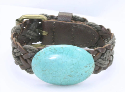 Turquoise Braided Leather Bracelet – Adjustable Wristband | Handmade Jewelry Made in USA Michelle Marie Boutique  Bracelet