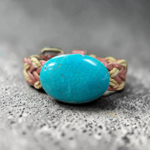 Turquoise Braided Leather Bracelet – Adjustable Wristband | Handmade Jewelry Made in USA Michelle Marie Boutique  Bracelet