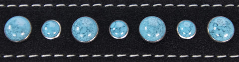 Turquoise Cabachon Studded Suede Dog Collar 8-26 Inch Adjustable – Southwestern Style | Made in USA Auburn Leathercrafters  item