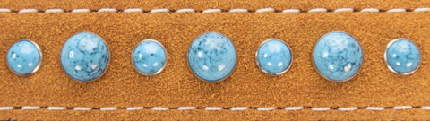 Turquoise Cabachon Studded Suede Dog Collar 8-26 Inch Adjustable – Southwestern Style | Made in USA Auburn Leathercrafters  item