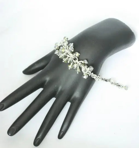 Turquoise Crystal Cluster Bracelet | Adjustable Silver Swirl Chain | Made in USA Michelle Marie Boutique  Bracelets