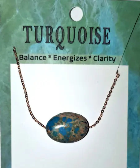 Turquoise Gemstone Pendant Necklace – 14K Rose Gold Plated Chain | Made in USA with Gift Box Michelle Marie Boutique  Necklace