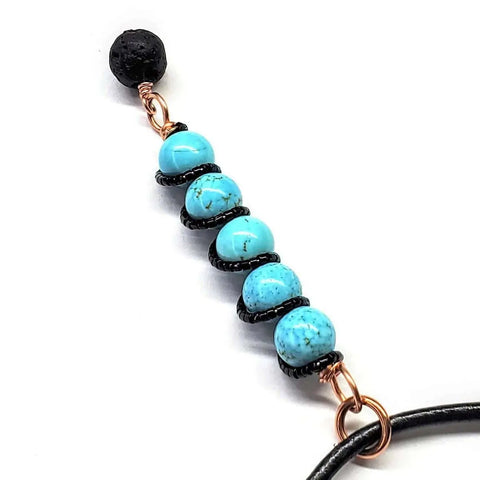 Turquoise Gemstone Spiral Pendant With Lava Rock Bead – Handmade Copper Jewelry | Made in USA Alexa Martha Designs  Pendant